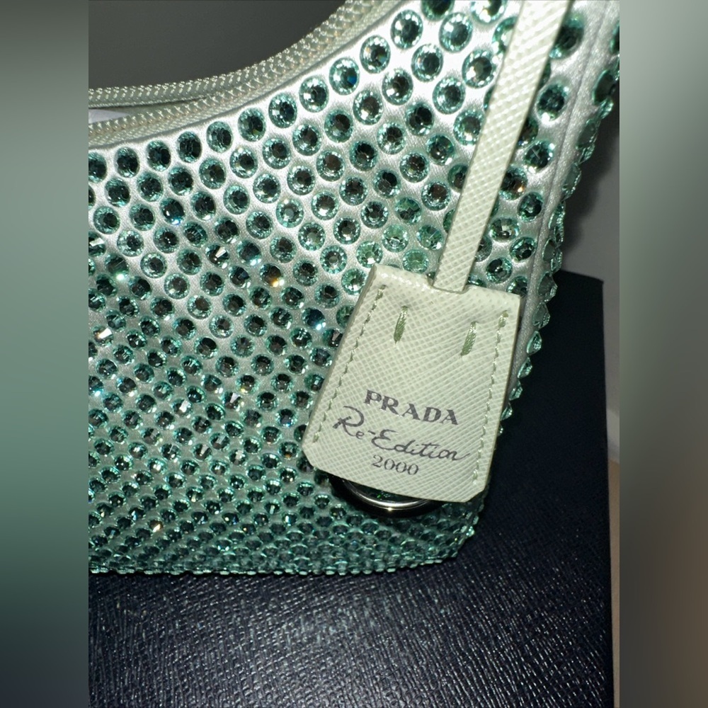 NWT! PRADA RE-EDITION SHOULDER BAG-CRYSTALIZED AQUA-NEVER WORN- LIMITED EDITION - Picture 4 of 10